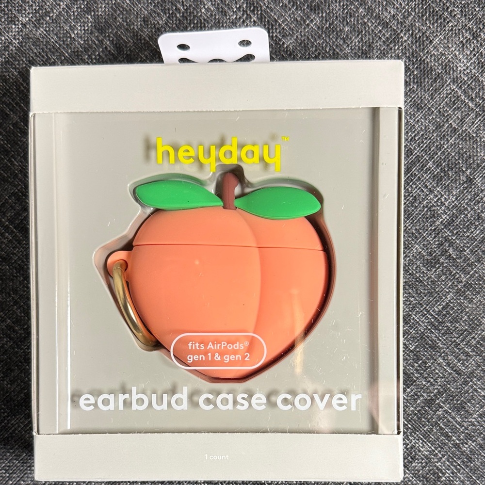 Heyday Peach AirPods Case Cover with Keyring NWT